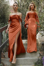 Load image into Gallery viewer, Long Sleeve Off Or On The Shoulder Soft Satin Dress