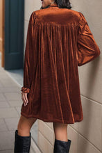 Load image into Gallery viewer, Long Sleeves V Neck Smocked Velvet Dress BFZY1196