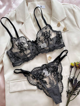 Load image into Gallery viewer, Victoria Floral Mesh Bra Thong Lingerie set