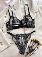 Load image into Gallery viewer, Victoria Floral Mesh Bra Thong Lingerie set