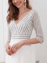 Load image into Gallery viewer, Sexy V Neck A-Line Sequin Evening Dresses With 3/4 Sleeve