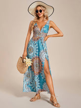 Load image into Gallery viewer, Tea Length Side Split Printed Dresses
