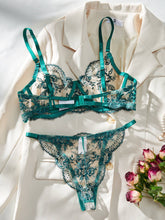 Load image into Gallery viewer, Victoria Floral Mesh Bra Thong Lingerie set