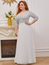 Load image into Gallery viewer, Sexy V Neck A-Line Sequin Evening Dresses With 3/4 Sleeve