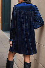 Load image into Gallery viewer, Long Sleeves V Neck Smocked Velvet Dress BFZY1196