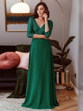Load image into Gallery viewer, Sexy V Neck A-Line Sequin Evening Dresses With 3/4 Sleeve
