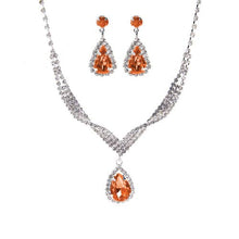 Load image into Gallery viewer, Crystal Teardrop Statement Necklace Set