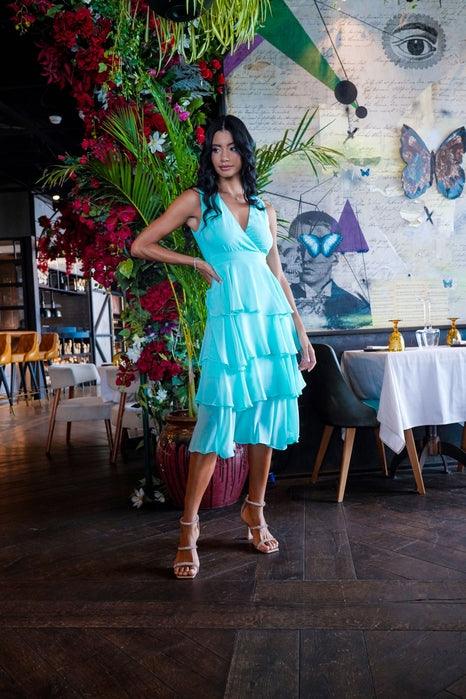 Layered Chiffon Midi Dress Medium