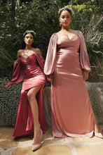 Load image into Gallery viewer, Long Sleeve Off Or On The Shoulder Soft Satin Dress