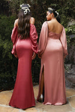 Load image into Gallery viewer, Long Sleeve Off Or On The Shoulder Soft Satin Dress