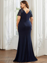 Load image into Gallery viewer, Plus Size Side Split Appliques Ruched Belt Dress