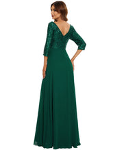 Load image into Gallery viewer, Sexy V Neck A-Line Sequin Evening Dresses With 3/4 Sleeve