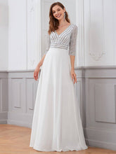 Load image into Gallery viewer, Sexy V Neck A-Line Sequin Evening Dresses With 3/4 Sleeve