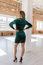 Load image into Gallery viewer, Velvet Puff Sleeve Holiday Dress