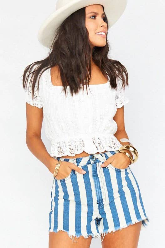 Striped Distressed Short