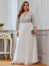 Load image into Gallery viewer, Sexy V Neck A-Line Sequin Evening Dresses With 3/4 Sleeve