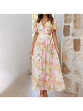 Load image into Gallery viewer, Sexy slim waist v neck long dress