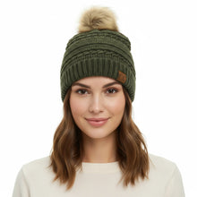 Load image into Gallery viewer, Whipstitch Faux Beanie HAT7392POM