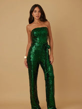 Load image into Gallery viewer, Tube Top Sequin Jumpsuit