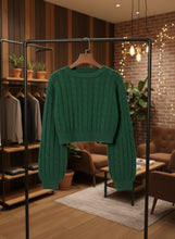 Load image into Gallery viewer, Green Crop Sweater