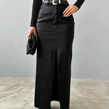 Load image into Gallery viewer, Black Fleece Leather Skirt