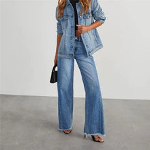 Load image into Gallery viewer, Wide Leg Frayed Jeans