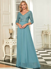 Load image into Gallery viewer, Sexy V Neck A-Line Sequin Evening Dresses With 3/4 Sleeve