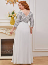 Load image into Gallery viewer, Sexy V Neck A-Line Sequin Evening Dresses With 3/4 Sleeve