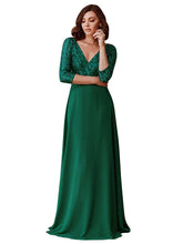 Load image into Gallery viewer, Sexy V Neck A-Line Sequin Evening Dresses With 3/4 Sleeve
