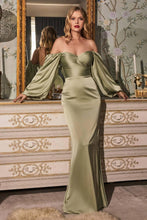 Load image into Gallery viewer, Long Sleeve Off Or On The Shoulder Soft Satin Dress