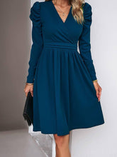 Load image into Gallery viewer, Puff Sleeve Wrap Dress