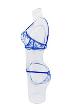Load image into Gallery viewer, Victoria Floral Mesh Bra Thong Lingerie set