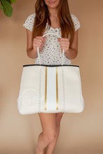 Load image into Gallery viewer, Neoprene Bag w/ Gold Stripes