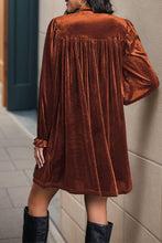 Load image into Gallery viewer, Long Sleeves V Neck Smocked Velvet Dress BFZY1196
