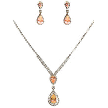 Load image into Gallery viewer, CZ Dangle Reversed Pear Shape Necklace Set
