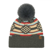 Load image into Gallery viewer, Aztec Patterned C.C Pom Beanie HTE0127
