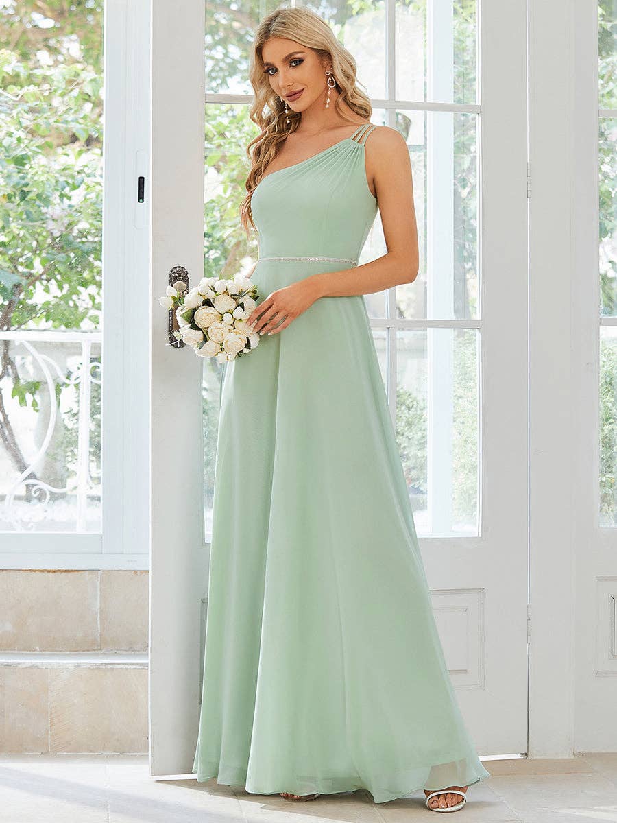 beaded chiffon bridesmaid dresses Refined Beaded Chiffon Bridesmaid Gown