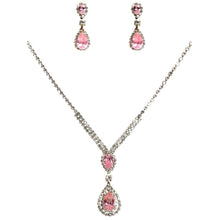 Load image into Gallery viewer, CZ Dangle Reversed Pear Shape Necklace Set
