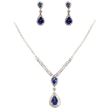 Load image into Gallery viewer, CZ Dangle Reversed Pear Shape Necklace Set
