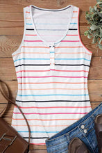 Load image into Gallery viewer, Striped Button U-Neck Tank Top
