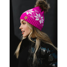 Load image into Gallery viewer, H-421 Pink Snowflake Pom Hat
