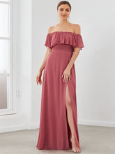 Load image into Gallery viewer, Off Shoulder Thigh Split Bridesmaid Dress
