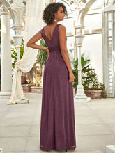Load image into Gallery viewer, Double V-Neck Sparkly Evening Dress
