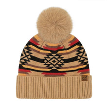 Load image into Gallery viewer, Aztec Patterned C.C Pom Beanie HTE0127
