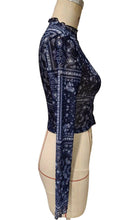Load image into Gallery viewer, Paisley print lace mesh fitted top t-shirt
