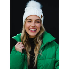 Load image into Gallery viewer, H-285  White Cable Knit Pom Hat
