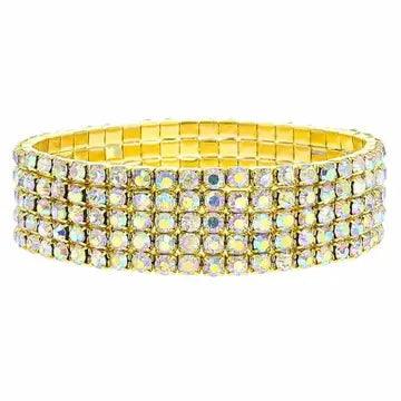 5 Row Rhinestone Bracelet Gold