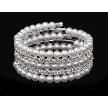 Pearl and Rhinestone memory bracelet