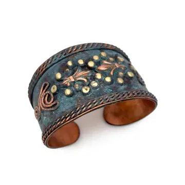 Rivets Teal Copper Patina Cuff