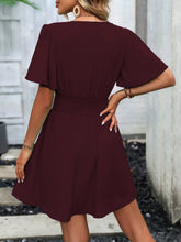 Load image into Gallery viewer, Deep V-Neck Lotus Leaf Sleeve Dress
